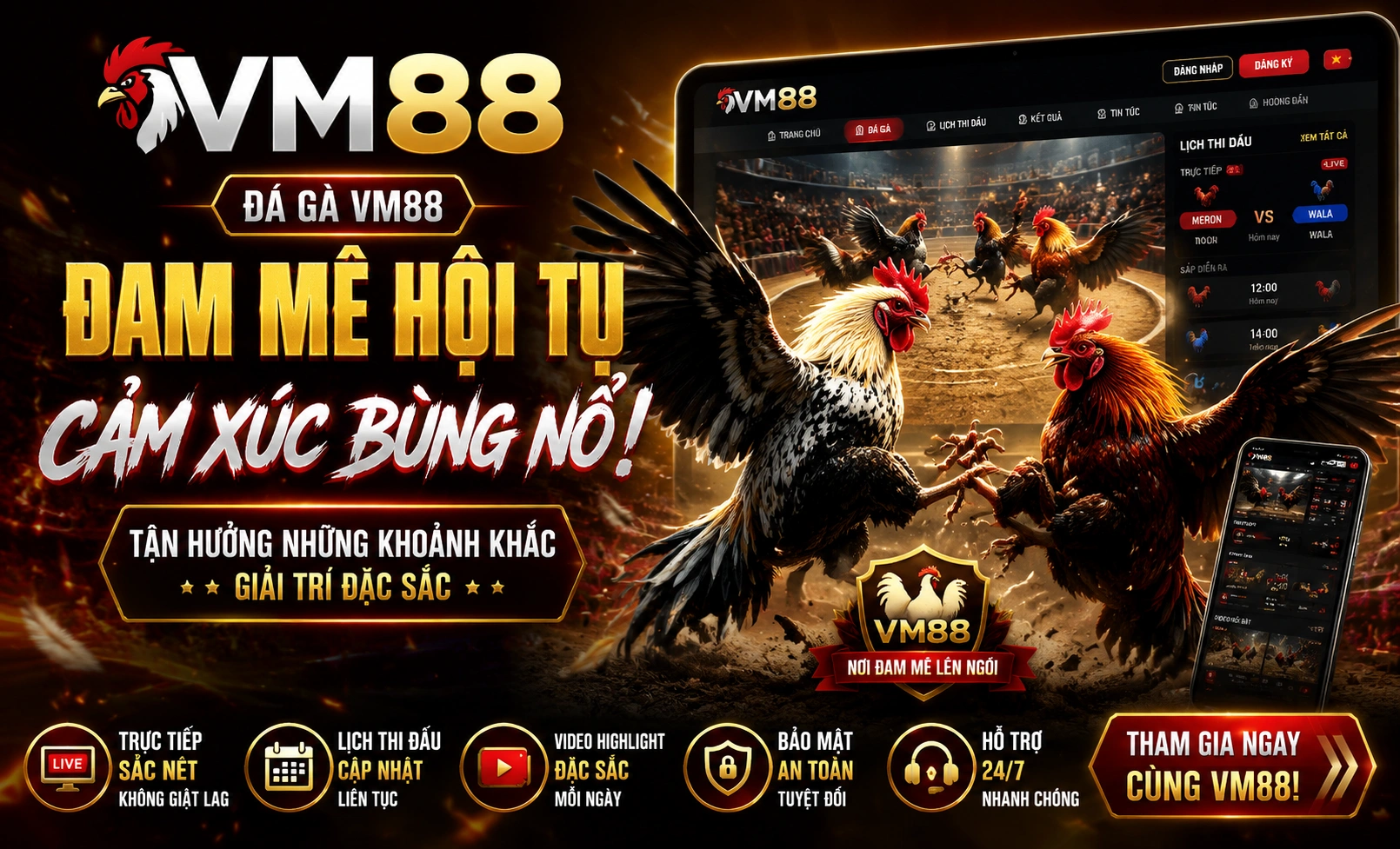 Kèo đá gà hot trên VM88