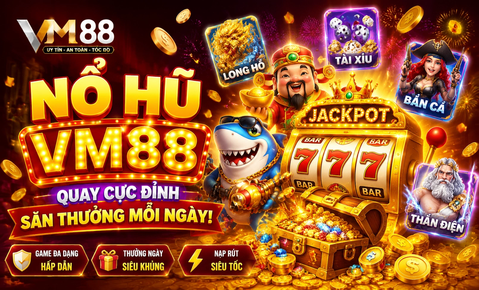 Ảnh giới thiệu các lựa chọn Nổ Hũ tại vm88